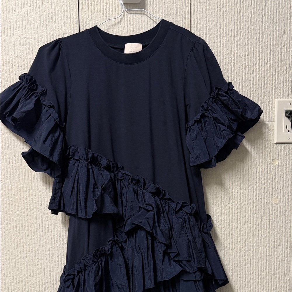 Cinq à Sept Midnight Blue Ruffle dress